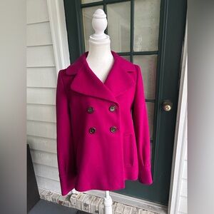 Banana Republic fuchsia wool double breasted Pea Coat Small